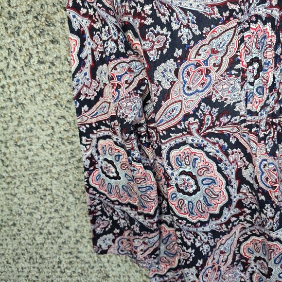 Talbots Top Womens Small Blue Paisley Print Pintuck 3/4 Sleeve Casual Ladies - Picture 3 of 7